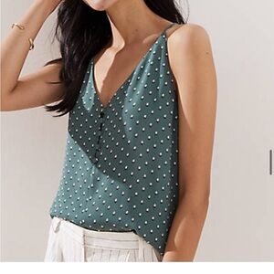 LOFT Loft Petite Green Floral Print Tank Tonk Size LP